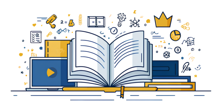 a simple vector illustration of an open book with the pages turning, symbolizing learning and