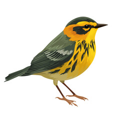 Warbler, 2D flat vector illustration in icon style, isolated on a white background