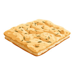 Minimal 2D flat vector of a Focaccia, icon-style illustration on a white background