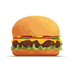 2D flat vector graphic of a Veggie Burger in icon style, isolated on white background