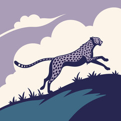Fast Cheetah Run Silhouette