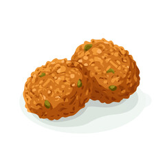 2D flat vector graphic of a Falafel in icon style, isolated on white background