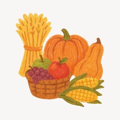 Harvest bounty illustration features produce.