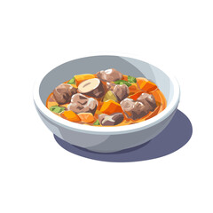 Flat 2D Lamb Stew vector illustration, icon graphic on white background