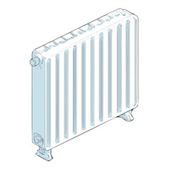 Electric Radiator, 2D flat vector illustration in icon style, isolated on a white background
