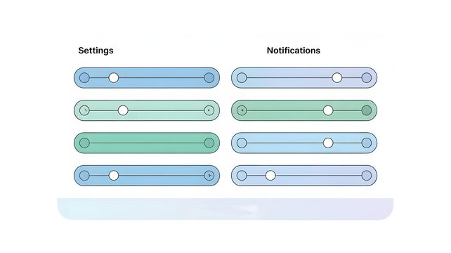Modern UI slider controls for intuitive settings and notification adjustments on digital interfaces
