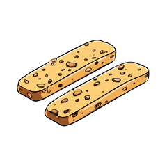 Biscotti, 2D flat vector illustration in icon style, isolated on a white background