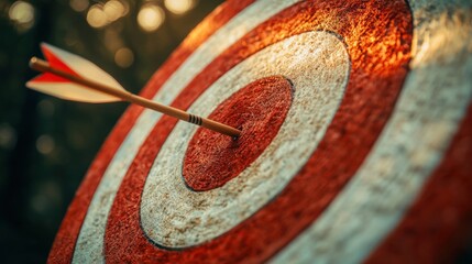 Bullseye success concept with arrow in target center