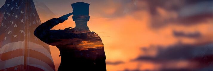 Veterans Day graphic material Patriotic American Flag and Military Memorabilia, American flag watercolor, Military boots silhouette, Soldier tribute, Banner