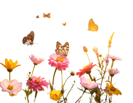 “Romantic Blooming Meadow with Butterflies and Soft Sunlight” - Powered by Adobe
