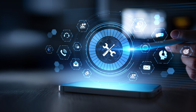 Technical Support Services and IT Tools Management Illustrated on Digital Interface.