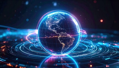 Obraz premium Isolated Glowing Earth A backgroundless view of our planet in digital light, transparent background