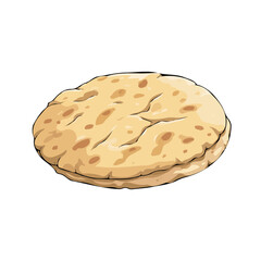 Minimal 2D flat vector of a Pita Bread, icon-style illustration on a white background