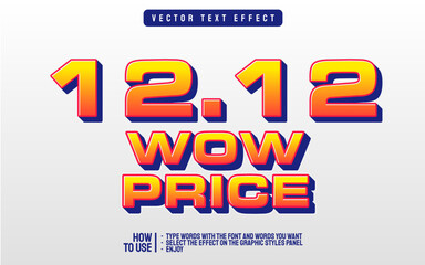 12 12 wow price Monthly editable text effect