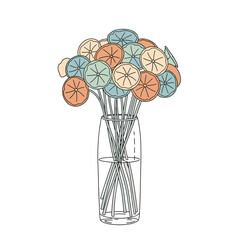 Colorful Dried Citrus Slices in a Glass Vase.