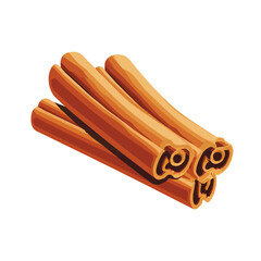 2D flat vector graphic of a Cinnamon in icon style, isolated on white background