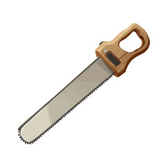 Handsaw, 2D flat vector illustration in icon style, isolated on a white background