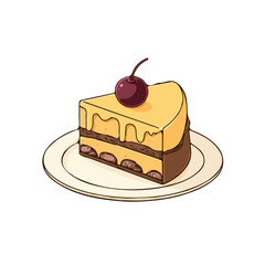 Chestnut Cake, 2D flat vector illustration in icon style, isolated on a white background