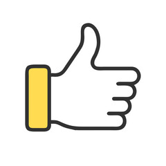 Thumbs Up Like Gesture Yellow Cuff Outline