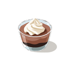 Minimal 2D flat vector of a Chocolate Mousse, icon-style illustration on a white background