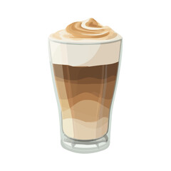 Latte, 2D flat vector illustration in icon style, isolated on a white background
