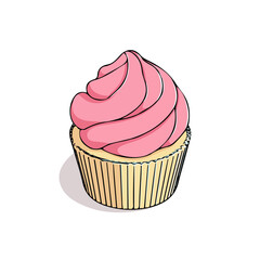 2D flat vector graphic of a Cupcake in icon style, isolated on white background