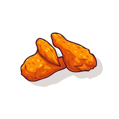 Chicken Wings, 2D flat vector illustration in icon style, isolated on a white background