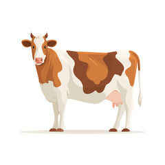 Minimal 2D flat vector of a Cow, icon-style illustration on a white background