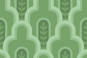 Geometric seamless pattern inspired by the Arabian arches in green