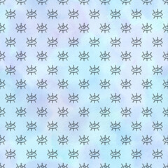 Evil eye seamless pattern. Magic, witchcraft, occult symbol on light blue background.