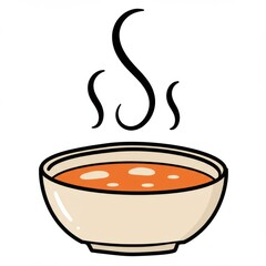 Steaming Bowl of Orange Soup on White Isolated Background Vector Illustration