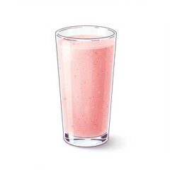 Clear Glass Filled with Refreshing Pink Smoothie on White Background