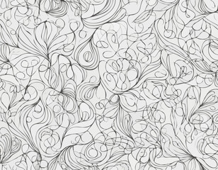 Fototapeta premium Seamless Line Pattern with Organic Shapes, Repeating Abstract Motif in Black and White for Textile Design, Wallpaper, and Creative Backgrounds.