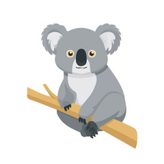 Minimal 2D flat vector of a Koala, icon-style illustration on a white background