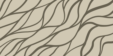 Smooth, winding lines in an organic style, beige background