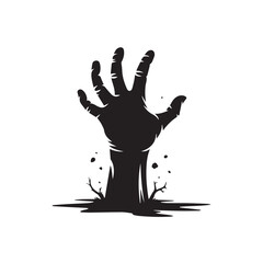 Zombie hand emerging from the ground, horror, halloween, undead, scary, isolated on white background technology background
