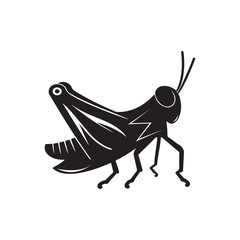 Black Color Grasshopper Silhouette Vector Design.
