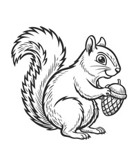 Obraz premium Cheerful Squirrel Holding An Acorn