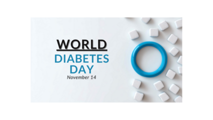World Diabetes Day – Blue Circle and Sugar Cube Awareness Banner