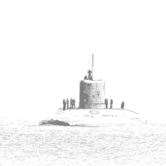 SUBMARINE - A warship ORP ORZEŁ (ORP Eagle) of the Polish Navy sails on the sea  © Wojciech Wrzesień