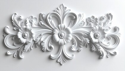 an elegant marble baroque floral flourish with ornate leaves and high-relief carving, classic decorative design in rococo style