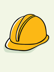Illustration of a yellow hard hat, a symbol of construction and safety, against a light background.