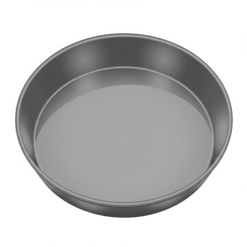 Shiny Silver Round Baking Pan Tool in a Clean White Studio Background