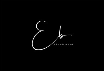 EB letter beauty cursive handwriting logo.