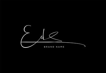 ED letter beauty cursive handwriting logo.