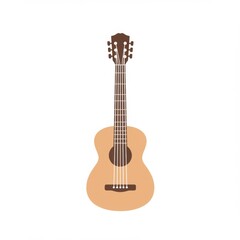 Obraz premium Illustration of Acoustic Guitar with Brown Body and Neck on White Background