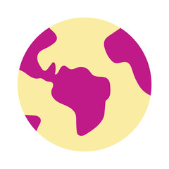 Colorful globe icon of Planet Earth. A vibrant and stylized flat design illustration for travel, global business, or creative concepts, isolated on a white background.