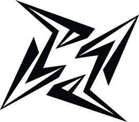 Sharp geometric emblem, stylized star shape, modern design element