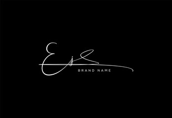 EJ letter beauty cursive handwriting logo.