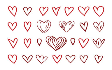 Red Hand Drawn Heart Pattern